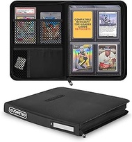 EVORETRO 4 Pocket Top Loader Binder for Pokémon, MTG, Lorcana & Sports Cards – Small Toploader Binde