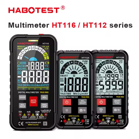 HABOTEST HT112A/HT112B/HT116 Digital Multimeter Auto Range Tester Meter Ohm Hz Capacitance True RMS 
