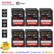 SANDISK SD card Extreme Pro 32GB/64GB/128GB/256GB/512GB/1TB (200MB/s) UHS-I U3 C10 V30 4K sdcard แท้ memory card camera SDXC เมมกล้อง Mirrorless DSLR