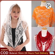 Triangle Veil Scarf Jacquard Rose Shawl for Women Wedding Church Prayer