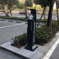 HY-6/Stainless Steel Outdoor Vertical Ashtray Smoking Area Dedicated with Ashtray Trash Can Butt Hol