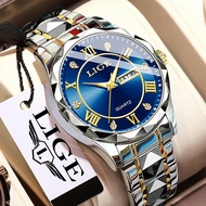 LIGE Men Watch Waterproof Business Date Week Luminous Luxury Stainless Steel Men's Watches Male Quartz Wristwatch