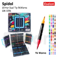 SpidoL Glitter Double Tip Set / Spidol Warna Glitter Dual Tip Watercolor