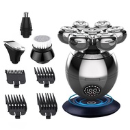 ZZOOI 9D Electric Head Shaver 6 in 1 Shavers for Bald Men Electric Razor Nose Hair Sideburns Trimmer