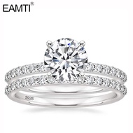 EAMTI 1.25CT 925 Sterling Silver Bridal Ring Sets Round CZ Engagement Rings promise rings wedding ba