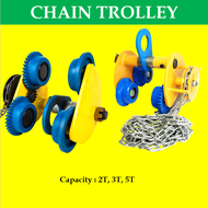 MAGO 2T 3T One Two Shafting Geared Chain Trolley  Manual Driving Trolley With Wheel On I Beam GST