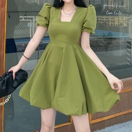 Ka5 Fashion High-Waisted Slim Puff Sleeve Princess Skirt - White Square Neck Short Skirt for Women -