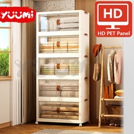 YUUMI Magnetic door High transparent plastik almari baju chest clothes drawer cabinet storage box or