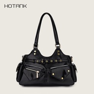 【HOTANK】กระเป๋าสะพายไขว้ Y2K สไตล์เท่ หนังPU คุณภาพดี สำหรับผู้หญิง กระเป๋าเมืองสุดคูล