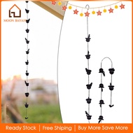 Moon BAYAH โลหะประดับระเบียงโซ่รางน้ำฝนอุปกรณ์ตกแต่งสวน12ถ้วยRainbayah สายโซ่ Catchers Rains 2.4M โซ