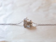 925 SILVER玩具火車charm迷你小淡水珍珠3mm-精緻手鏈- 銀
