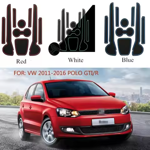 9Pcs Door groove mat for Volkswagen Polo Polo GTI 2011-2016 dustproof pad water coaster anti-slip ma