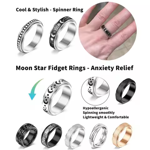 Rotatable Anxiety Ring, Anxiety Relief Multi-Style Dragon Frosted Texture Ring For Women & Men, Fash