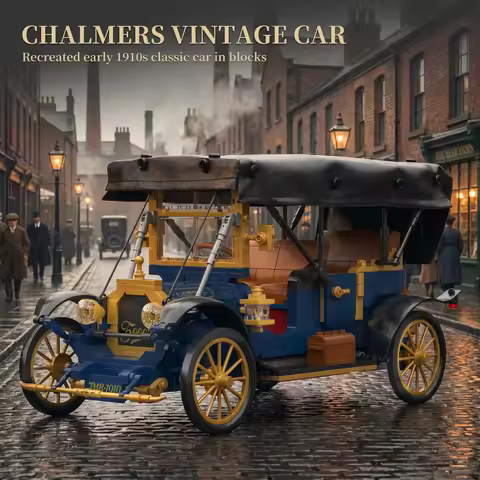 JMBricklayer 1226PCS LED Vintage Classic Car Building Blocks Set Retro Automobile Model Kit Antique