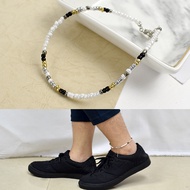 Anklet White Black Gold Silver Four-Color Beaded NAS27