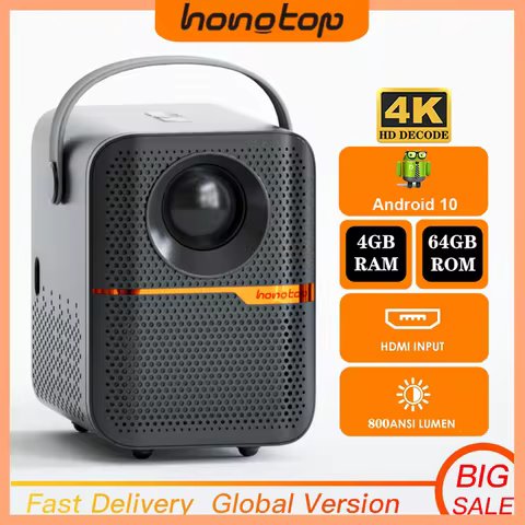 HONGTOP P10 Smart 4K Android WiFi Portable 1080P Home Theater Video LED Bluetooth Mini Projector 4GB