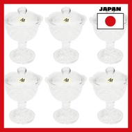 [Japan import]ADERIA pedestal cup clear max 7.5×H9.8cm horse cup with lid 6 pieces set crystal glass