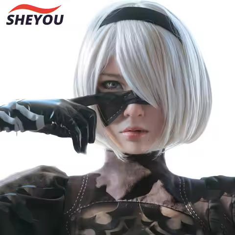 NieR:Automata 2B YoRHa No. 2 Type B Heroine Short Silver White Bobo Heat Resistant Cosplay Costume W