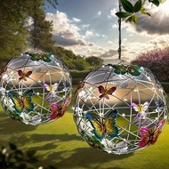 1pc Colorful Butterfly Solar Earth Lights - Decorative Hanging LED Lights With Vibrant Garden Design