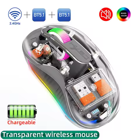 New HXSJ M333 Transparent Mouse Wireless Three-mode Magnetic Suction Mute Rechargeable Mouse For Tab