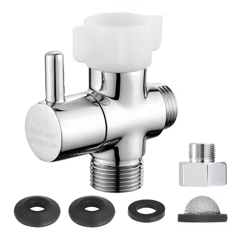 A84E-Metal T Valve For Bidet With Shut Off Valve, T Adapter 7/8" X 7/8" X 1/2" Or 3/8", Tee Connecto