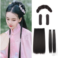 Synthetic Chinese Traditional Hanfu Wig Hair Bun Retro Black Chignon Fake Ancient Chinese Hair Suit 