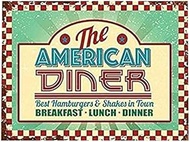 The American Diner. Roadside Cafe, 50's, 60's Dinner Sign Retro Metal Sign Wall Decor Retro Metal Si