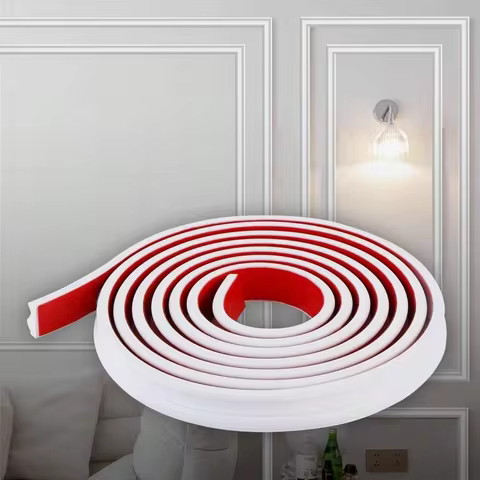 1pc 1m/2m European-Style PVC Flexible Trim Strip - Self-Adhesive, Bendable Decorative Edge for Walls