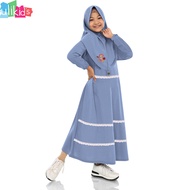 Ulikids Dress Gamis Anak Perempuan Bordir Muslimah Bahan Baby Terry Motif Polos Kombinasi Renda Kekinian Terbaru Dan Termurah