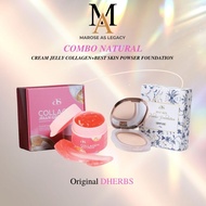 DHERBS COMBO NATURAL (BEST SKIN POWDER+FOUNDATION SPF35 10g+JELLY COLLAGEN) skincare meakup