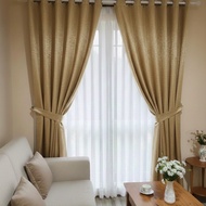Premium Glossy Embossed Blackout Curtains with 6 Waves