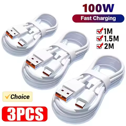 3PCS 100W 6A Super Fast Charger Cable Fast USB Type C Charging Data Cord Quick Charger Cable Type C