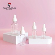 5ml 10ml 15ml 20ml 30ml Clear Dropper Glass Bottle with white smooth cap & rubber Bottle Botol Serum