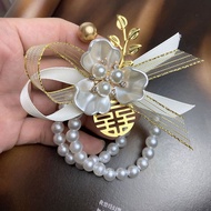 超仙小清新珍珠手链唯美新娘伴娘姐妹团结活动派对婚礼手腕花手花4.24 Super fairy-like, fresh and elegant pearl bracelet, beautiful wri