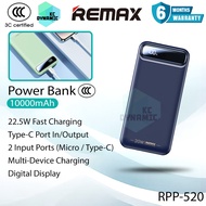 【3C Certified】 Remax RPP-520 10000mAh Powerbank 22.5W Fast Charging Power Bank Slim Pawer Bank Remax