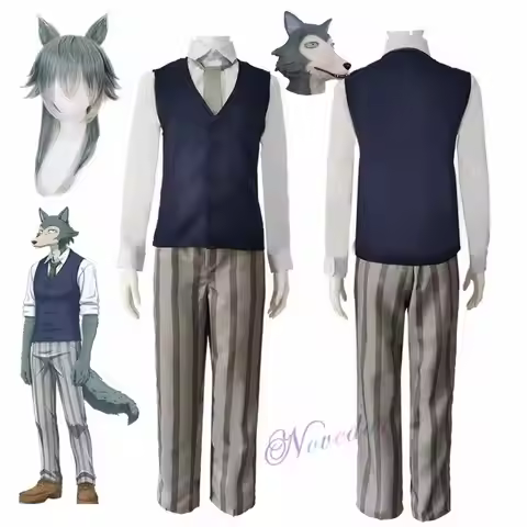 Anime Beastars Cosplay Costumes Wig Mask Grey Wolf Legoshi Uniform Carnivore Legosi Cosplay Costume 