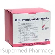 BD PrecisionGlide Needle 18g x 1 1/2 (1.2mm x 38mm) 100's (box) 302032