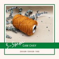 Fire ORANGE cotton macrame rope - Size 5mm