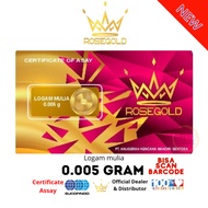 rose gold 0.005 gr logam mulia emas