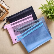 Fail Dokumen Panjangan fail buku sekolah Nylon File Bag Zipper a4 Transparent Gauze Storage Bag Doub