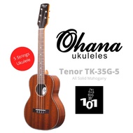 [101] OHANA 5 Strings Ukulele TK-35G-5 Full Solid Mahogany Glossy Body