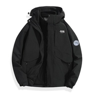 JEEP SPIRIT Pasangan Musim Sejuk 3-dalam-1กันลม dan Kalis Air Pelbagai Fungsi Jaket Luar Gunung Jake