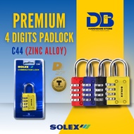 DB 100% Original Solex Premium C44 4-Digit Combination Padlock 40mm Kunci Mangga 4 Digit Tahan Lasak