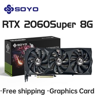 SOYO การ์ดจอ NVIDIA GeForce RTX2060การ์ดจอ PCIE3.0x16 GDDR6 8G สำหรับพีซีตั้งโต๊ะชิ้นส่วนคอมพิวเตอร์