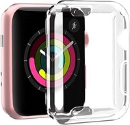 GW Case for Apple Watch Series 5 4 3 2 1 38/40/42/44mm with Buit in TPU Clear Screen Protector - All Around Protective Case High Definition Clear Ultra-Thin Cover for Apple iwatch 38/40/42/44mm