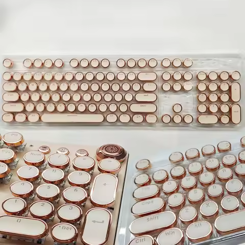 104 key electroplated punk keycaps retro transparent mechanical keyboard keycaps phonetic Russian-Th