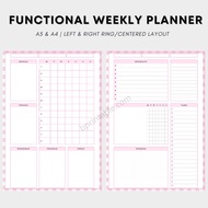 [PDF] Functional Pink Weekly Planner Template Printable Planner A4 A5