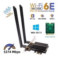 WiFi 6E AX210 Pcie Network Card Intel AX210NGW Bluetooth 5.3 802.11ax Tri Band 2.4Ghz/5Ghz/6Ghz WiFi6 Wireless Adapter for PC