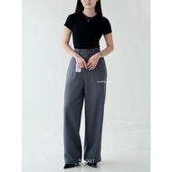 Sivali Gigi Trouser Pants - Pants Semiwool Stripe Highwaist Anti-WrinkleWanita - Petite and Pants
