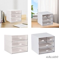 [Haluoo] Desk Organizer with Drawers Tabletop Storage Bin 3 Tier Desktop Drawer Storage Box for Home School Accessories Cosmetics Pens